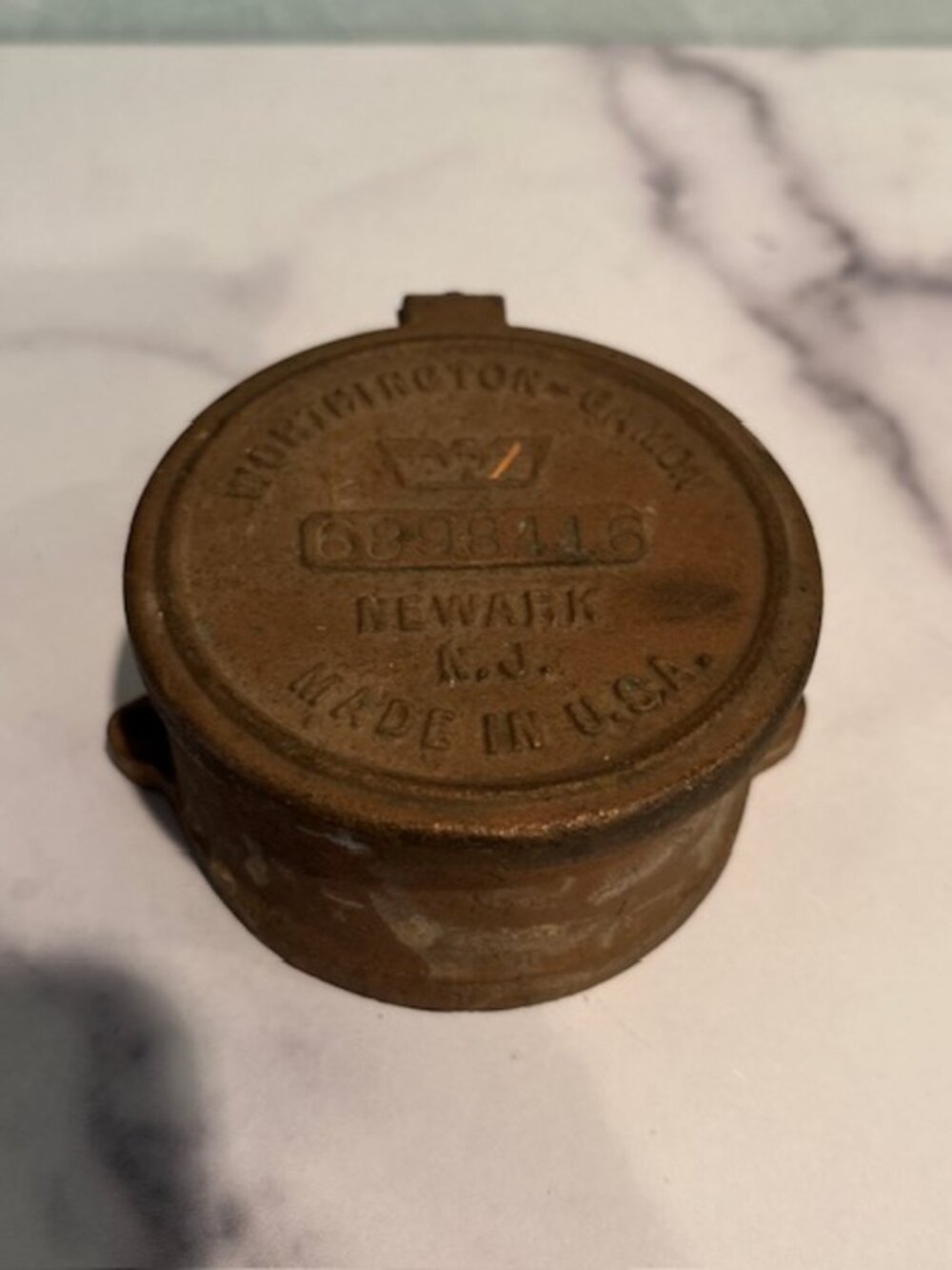 Antique Water Meter Cover Brass Newark New Jersey Piece of History Collectible